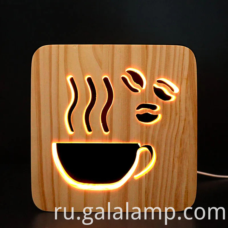 Творческий 3D ночной свет, сплошная деревянная полая резьба, светодиодная настольная лампа